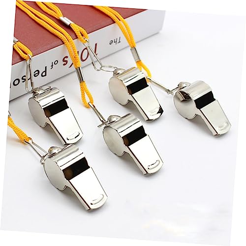 5 silbatos deportivos de acero inoxidable con cordón naranja miniatura 5