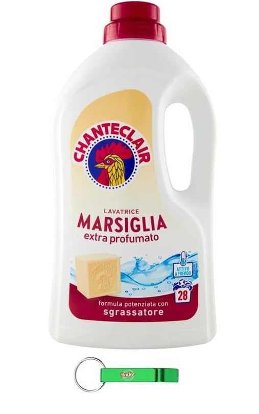 1x Chanteclair Lavatrice Marseille-Duft Detersivo Liquido - Flüssigwaschmittel für die Waschmaschine - Waschmittel Formel mit Entfetter 28 Wäschen 1260ml + Beni Culinari Kostenloser Schlüsselanhänger
