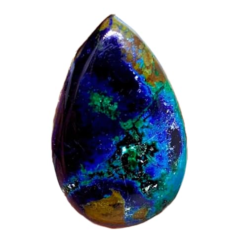 Pendentif azurite malachite naturelle en cabochon poire pour fabrication bague