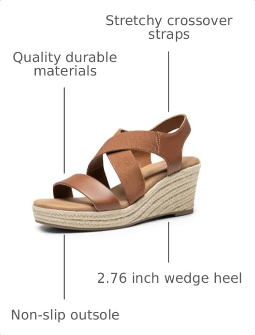 Image of DREAM PAIRS Womens Platform Espadrilles Wedge Sandals, Slip on Elastic Ankle Strap Sandals for Women Casual Dressy Summer