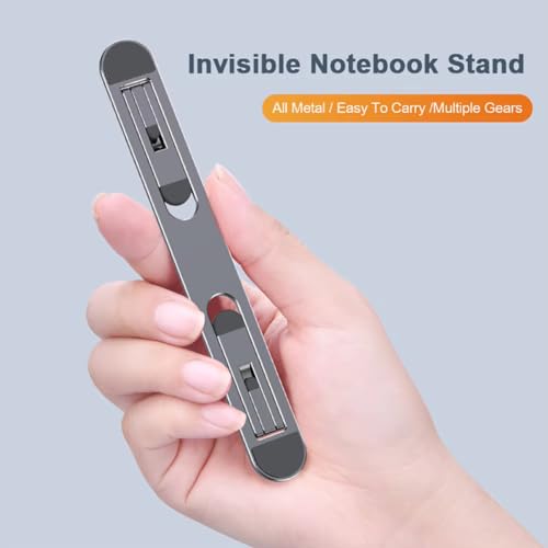Image of SOOPII Mini Laptop Stand with Aluminum Body Adjustable Height, Lightweight & Foldable, Non-Skid Silicone Feet, Compatible with 11 to 17 Inch Laptops, Portable Ergonomic Stand for Desk, Table & Travel