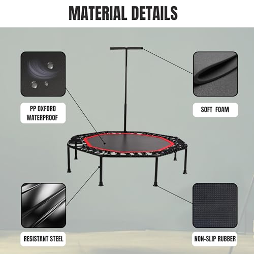 Trampoline Fitness Elastique pour Sauter de Ø90cm Pliable et Silencieux. Installation Facile, Octogonale pour Adultes,Enfants. Intérieur,Extérieur avec Accoudoirs Réglables en Mousse. – Image 5