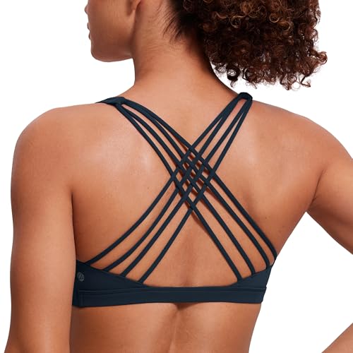 Image of CRZ YOGA Naked Feeling Strappy Sports Bras for Women - Criss Cross Back Wireless Padded Cami Yoga Workout Top