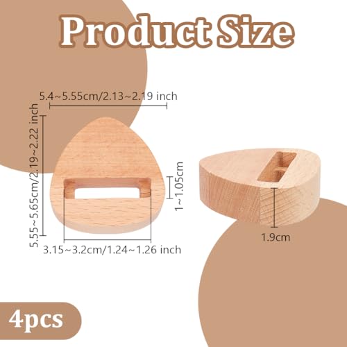 Image of OLYCRAFT 4pcs Embroidery Hoop Display Stand Triangle Wood Base 2.2 x 2.2 Inch Embroidery Hoop Wood Hoop Easels Embroider Hoop Holder Accessories for Embroider Cross Stitch Stand Decor