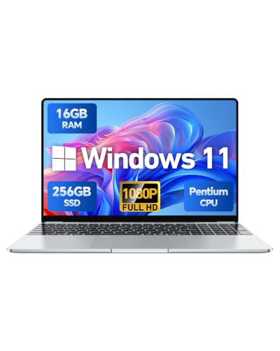 Image of 15.6 Inch Laptop, Windows 11 Pro Computer, Pentium 2.10GHz (Base Freq.), 16GB RAM, 256GB SSD (Up to 2TB), FHD IPS Display, Backlit Keyboard, Fingerprint Reader, for Student & Business