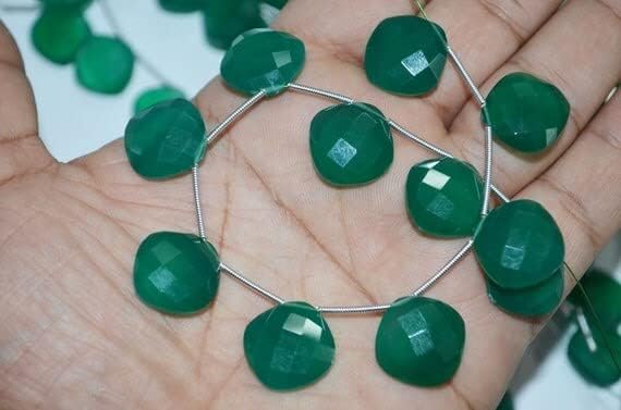 Onyx vert fil de perles coussin facettées 17 mm side drill LKBEADS 5.5"