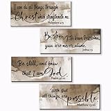 ZONWUTHY 4 Pcs Burnt Brown Bathroom Decor Christian Wall Art Abstract Bible Verse Wall Decor Rustic Inspirational Wood Bathroom Accessories For Bedroom Kitchen Office(10 x 4 Inches, Brown)