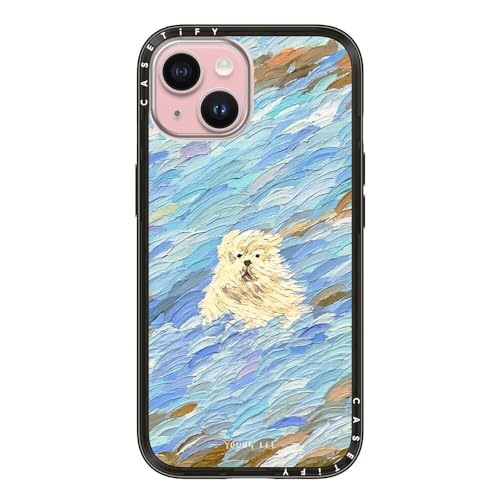 CASETiFY �R���p�N�g iPhone 15 �P�[�X [���^�y��/�ϏՌ�/�ČRMIL�K�i] - Flow no.12 - �N���A �u���b�N
