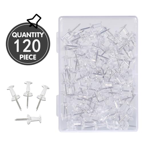 Yeveette 123 120-Pack Push Pins For Bulletin Board, Thumb Tacks With Clear Plastic Tip And Steel Tip thumb #1
