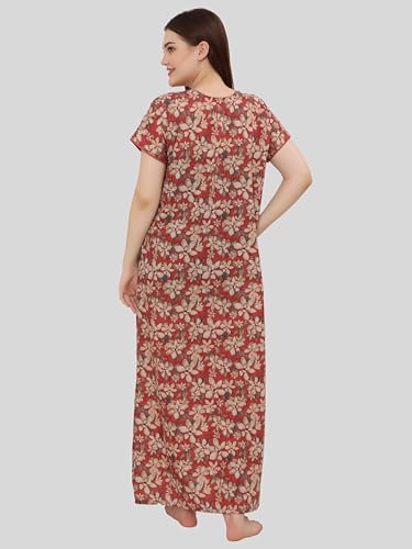 Image of GLAMORAS Bizzy Lizzy Cotton Nighty Gown with Side Pocket for Women | Regular, Digital Printed & Full Length Maxi Night Gown | Night Wear Maxi Gown for Women | Size: M-2XL