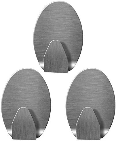 Tatkraft Ovalt Self Adhesive Towel Hooks, Easy to Install, Perfect for Toilet, Kitchen, Office, Bathroom, Matte Finish, Rust Proof