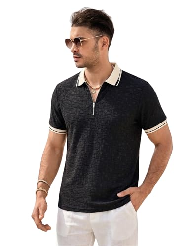 Image of TAGDO Men's Chain Jacquard Polo T Shirt | Half Sleeve | Comfortable Fit Wear | Stylish Casual Look | Breathable Feel |Modern Style | Easy Movement | Everyday Wear (Polo)