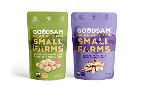Goodsam Organic, Non-Gmo, Direct Trade, Vegan, Raw Macadamia And Brazil Nuts, Bundle, 8 Oz Each #TOP5
