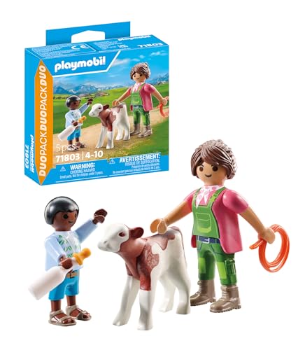 Fermière Et Enfant Avec Veau Playmobil La Boite - vue 4