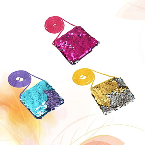PartyKindom 3Pcs Sequins Coin Purse Fashion Square Bag for Boys Small Change Pouch Handbag for Jewelry Coins Cards Random Colors4
