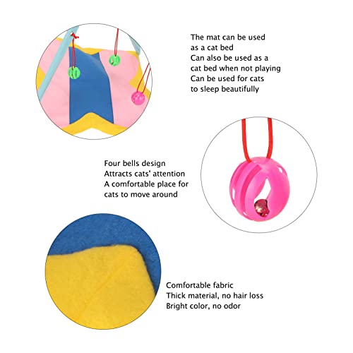 Barraca para cama de gato com brinquedo de sino pendurado, brinquedo interativo para gato dobrável,