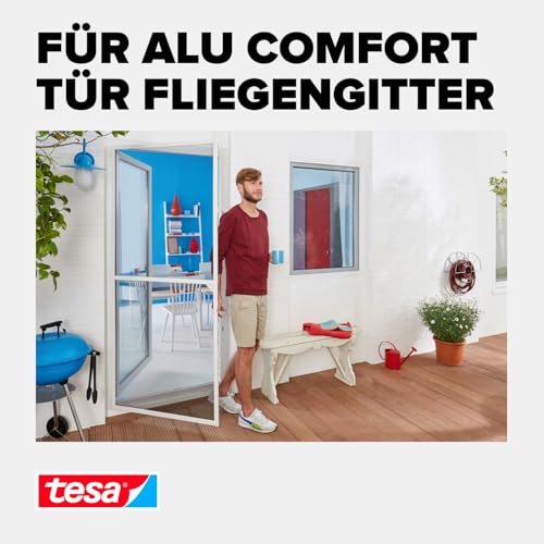 tesa Insect Stop Fliegengitter Adapter-Set für ALU COMFORT Türen - zur Montage von tesa Insect Stop Insektenschutzgittern - ohne Bohren - für Tür- und Fensterrahmen von 13 bis 20 mm - weiß