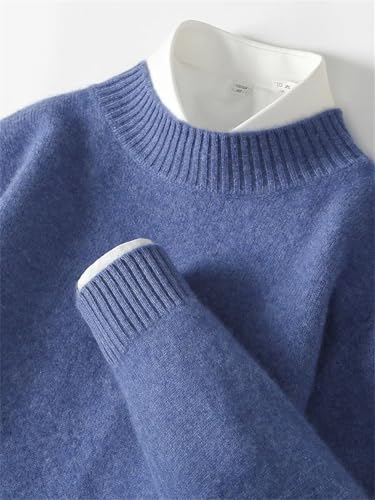 Mens Winter 100 Percent Wool Knit Sweater Casual Half High Collar Warm Pullover3