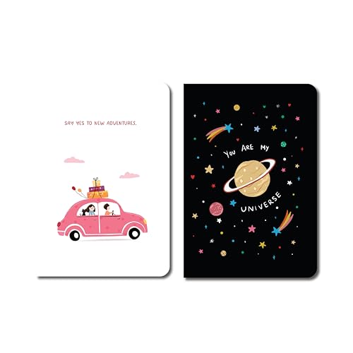 Image of FACTOR NOTES A6 Notebook Combo Pack (Free Spirit) | Set of 2 Cute Aesthetic Pocket Notebooks | 160 Pages Each, 90 GSM Thick Paper | Cute Aesthetic Notebooks for Women