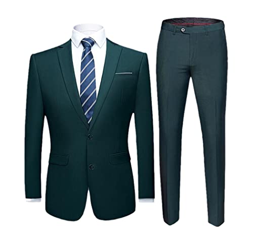 Ensemble 2 pièces pour homme grande taille XXXL veste 2 boutons vert foncé