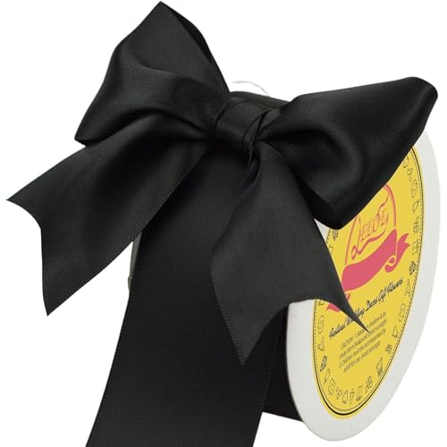 Image of Double Face Satin Ribbon 2 inch X 25 Yards Polyester Black Ribbon for Gift Wrapping Very Suitable for Weddings Party Hair Bow Invitation Decorations and More