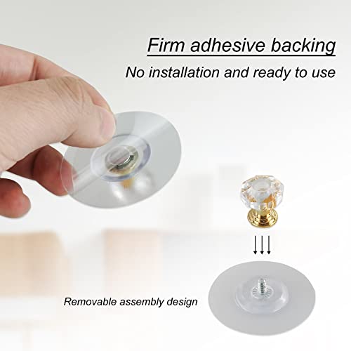 Wishlotus Self-Adhesive Cabinet Pull Handle, 4Pcs Crystal Knob No Punching Pull Handle For Kitchen Wardrobe Easy To Install (Octagon) #TOP2