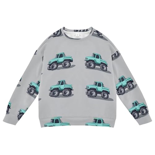 JUNZAN Cartoon Truck Car Grey Little Boys Hoodie Sweatshirt Crewneck Boys Sweat Shirt Party 4T - Main Image