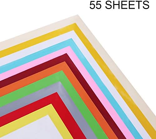 55 Pack Premium Permanent Self Adhesive Vinyl Sheets-Assorted Colors (Glossy, Matte, Brushed) for Other Cutters & Decals 12”x12”