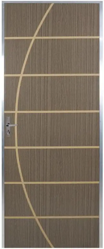 Kit Porta de Madeira Decorada 212x95cm com Batente de Aluminio 3,6cm Neblina Mgm Carvalho Quebec