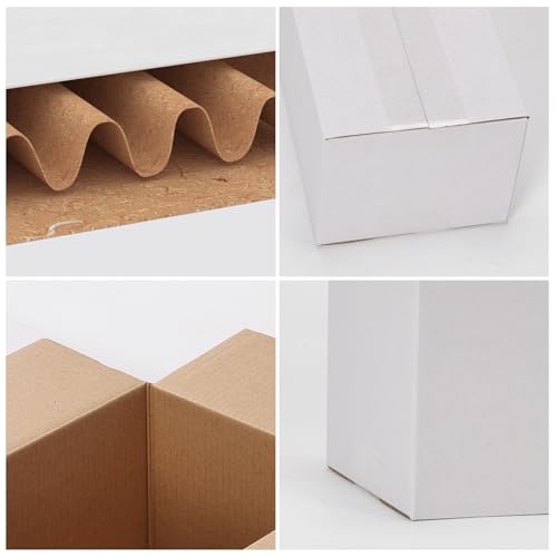 Image of 8x5x5 Shipping Boxes Set of 40, White Kraft Corrugated Cardboard Small Boxes Mailers for Business Packaging Box