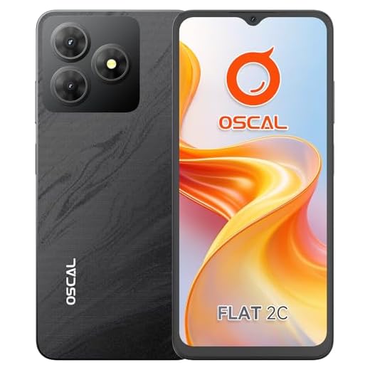 OSCAL Flat 2C Telephone Portable Android 14, 6Go+64Go/TF 2To, Écran 6.56" HD+ IPS, Octa Core, Batterie 5000mAh Smartphone Pas Cher, 13MP+8MP, Smartphone 4G Dual SIM/Face ID/GPS/2Ans De Garantie - Noir
