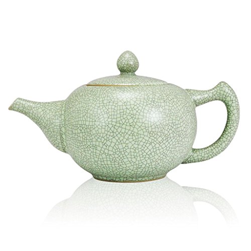 The Exotic Teapot - Ru Ceramic Teapot (700ml), Green Crackle Glaze, 2 Cup Tea Pot with Infuser for Loose Tea