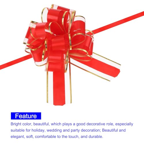 MACHSWON 10pcs 6 Inch Red Pull Bows with Gold Edge Ribbon Large Gift Bows for Valentine's Day Xmas Holiday Decoration Baskets Gift Wrapping - Image 3