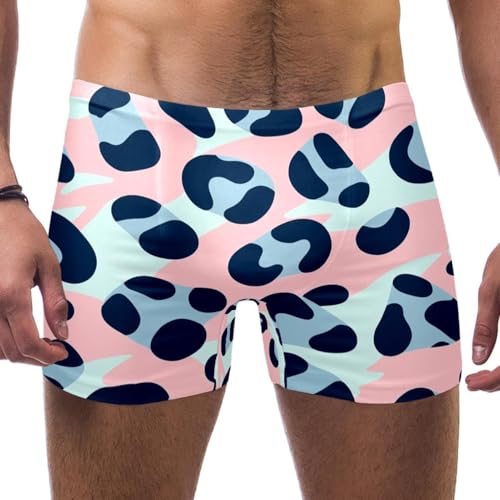 Mens Leopard Art-2449 Jammer Swimsuit Elastic Waistband Short Boxer Swimsuit Board Shorts, XXL,