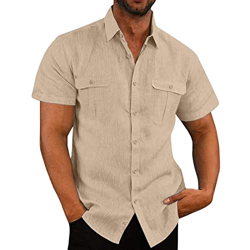 Hemd Herren Comfort Fit Kurzarmhemd Herren mit Einfarbig Kurzarm Freizeit Shirt T-Shirt für Männer 2023 Trend Yk2 Sommer Serie Outdoor Mode Herrenhemd Kurzarm Freizeithemden