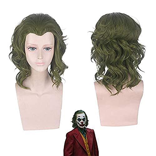 RTUTUR Movie Joker Clown Cosplay Wig Joaquin Phoenix Arthur Fleck Curly Green Cosplay Costume Wigs Synthetic Hair + Wig Cap Joker Wig 084 (Color : Joker Wig 084)