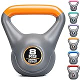 Core Balance Grey Vinyl Kettlebell Weight, Home Gym Strength Training, Cardio Workout, Colour Coded, Non Slip Rubber Feet