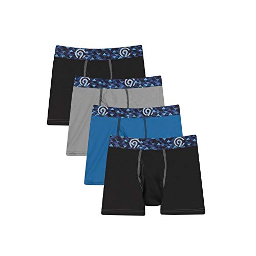 C9 Champion Boys' Lightweight Stretch Boxer Briefs, Comet Grey, Quarry Blue, New Ebony
