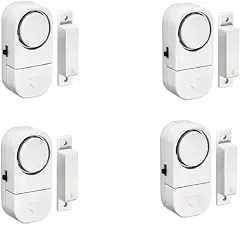 Kit 4 Alarmes Sonoros Magnético para Portas e Janelas, Sensor de Abertura, Instalação com Fita Adesiva, Alimentado por Pilha