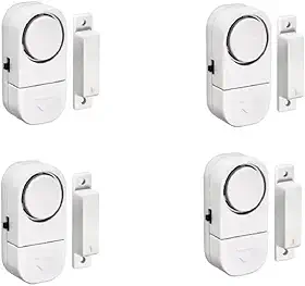 Kit 4 Alarmes Sonoros Magnético para Portas e Janelas, Sensor de Abertura, Instalação com Fita Adesiva, Alimentado por Pilha