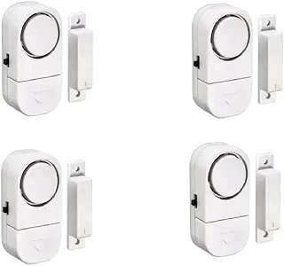 Kit 4 Alarmes Sonoros Magnético para Portas e Janelas, Sensor de Abertura, Instalação com Fita Adesiva, Alimentado por Pilha
