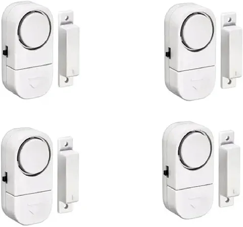 Kit 4 Alarmes Sonoros Magnético para Portas e Janelas, Sensor de Abertura, Instalação com Fita Adesiva, Alimentado por Pilha
