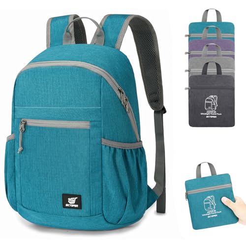 SKYSPER Anti Theft Hiking Backpack, 20L RFID Packable Travel Daypack, Lightweight Foldable Back Pack for Walking Daytrip