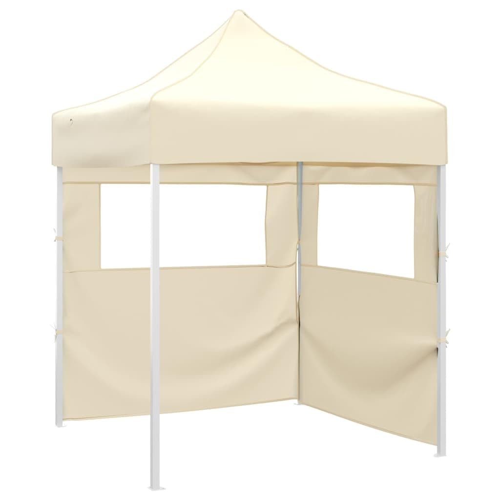 Faltbares Partyzelt 2x2m mit 2 Seitenwänden Stahl Creme