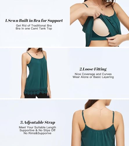 Image of Camisoles for Women with Built in Bra Adjustable Strap Tank Tops Cami Sleeveless Summer Tops for Workout Sleeping Traveling