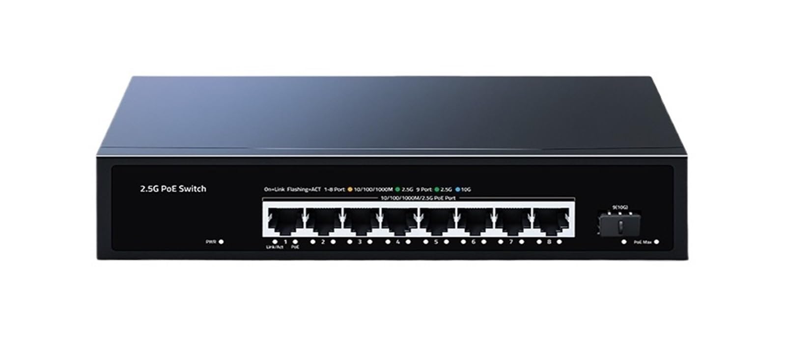 Commutateur PoE 2,5 G 8 ports 2,5 GBASE-T 10 G SFP+ Slot 100 W IEEE802.3af/at pour WiFi 6e AP, téléphone VoIP, surveillance, caméra POE (prise UE)