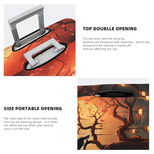 Travel Luggage Cover Mysterious Tree Birds Spandex Suitcase Protector Washable Baggage Covers Fashion Elastic Scratch-Resistant Luggage Cover Protector Fits 18-32 Inch Luggage3