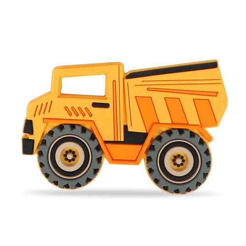 Image of Baby Silicone Teether,Sensory Chew Toys,BPA Free Soft and Effective Infant Teething Pain Relief Toys,Freezer Safe,Food Grade Silicone,Best Shower Gift for Boys and Girls (Dump Truck).