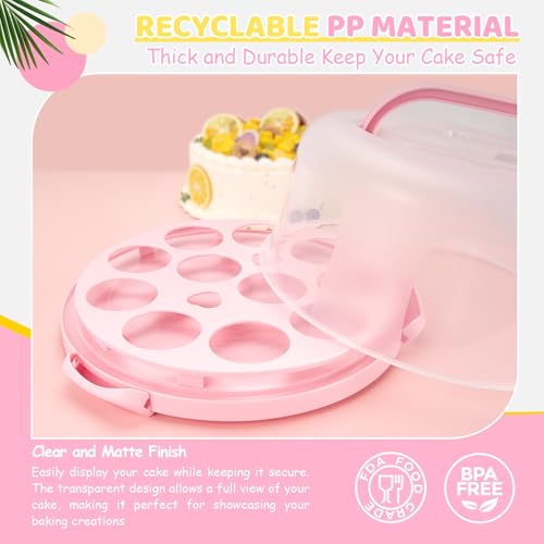 Ohuhu Cake Carrier, BPA-Free Cake Holder Storage Container Cupcake Carrier Keeper - Cake Stand with Lid 2 Handles Portable Round Two Sided Base for Cookies Nuts Fruits for 10 inch Cake Perfect Gifts by Ohuhu - Image 7