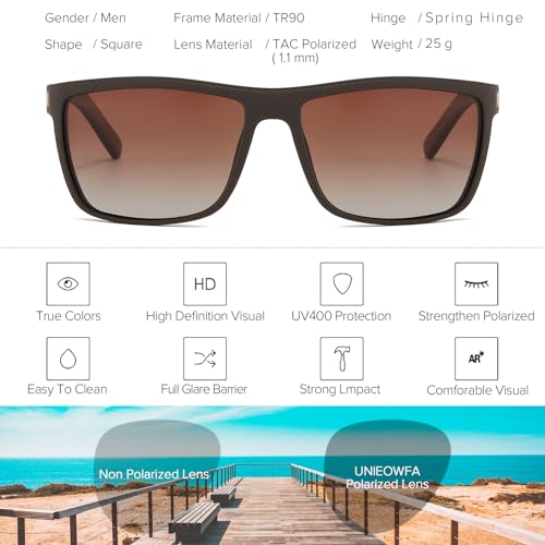 Image of Blue Square Sunglasses for Men Polarized UV Protection Driving XL Wide Face Big Sun Glasses Shades Retro 70s Trendy
